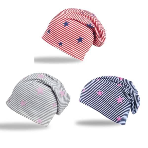 Sonia Originelli Beanie Mütze "kleine Sterne" Streifen Jersey Unisex 50% Rabatt mit kostenlosem Versand