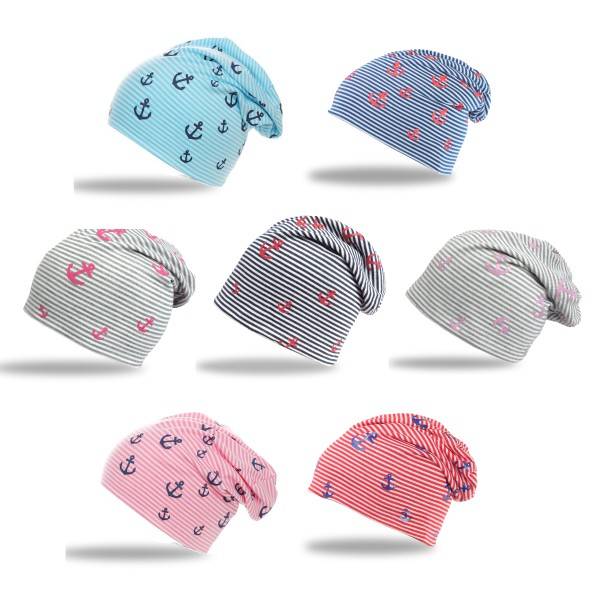 Sonia Originelli Beanie Mütze "Mini Anker Maritim" Streifen Jersey Unisex Clearance-Verkauf