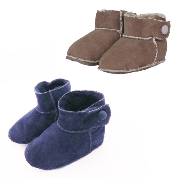 Sonia Originelli Baby Kleinkinder Wildlederhausschuh "Knopf" Lammfell Schaffell zollfrei