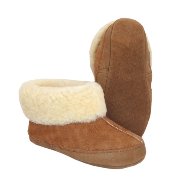 Sonia Originelli Beige Hüttenhausschuh Lammfell Schaffell Leder XXL Fellkranz 2025
