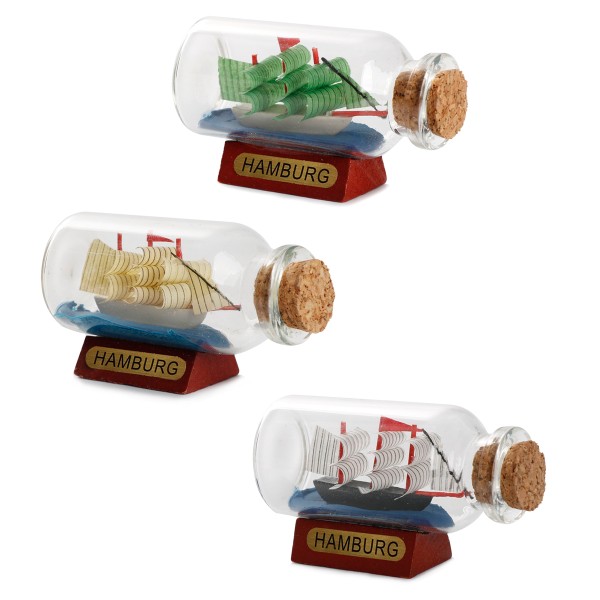 Sonia Originelli Buddelschiffchen Flaschenschiff "Hamburg" Rumflasche 6 cm Heißer Verkauf