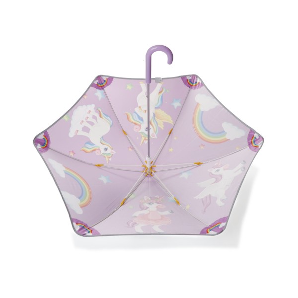 Sonia Originelli Kinder Regenschirm reflektierend Sicherheitsschirm Einhorn lila rosa Sternchen Unicorn Vierteljährliche Förderung