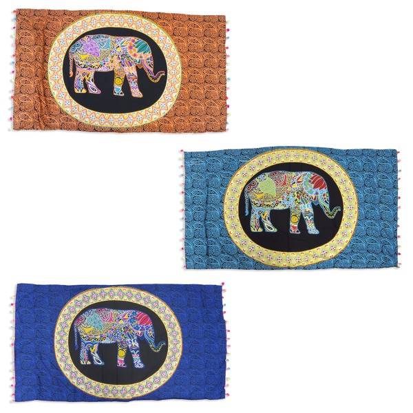 Sonia Originelli Strandtuch "Boho" Elefant Muster Bommel Bunt Laken Tuch Picknick Angebote