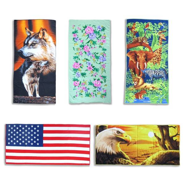 Sonia Originelli Strandtuch Mikrofaser Handtuch Beach Tiere Blumen USA im Angebot