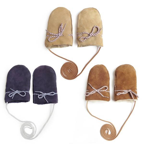 Sonia Originelli Baby Fausthandschuhe Schaf Lammfell Kordel Fäustlinge Fabrikverkauf