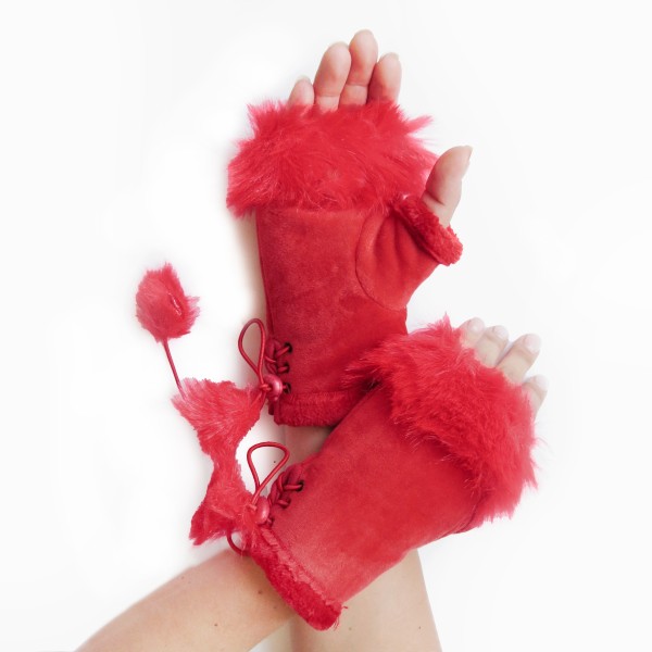 Sonia Originelli Damenhandschuhe Fingerlos Wuschel Kunstfell Handstulpe Blitzverkäufe