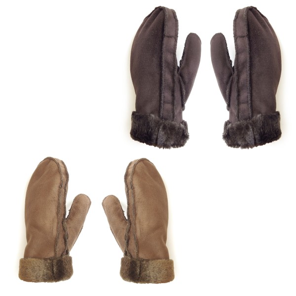 Sonia Originelli Fausthandschuhe Faux-Leder Velouroptik Kunstfell Samt Velvet kuschelig Sonderangebot