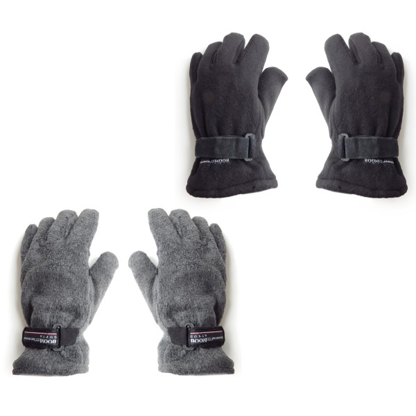 Sonia Originelli Handschuhe Winter Finger Fleece Schwarz Klettverschluss Black Friday