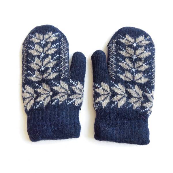 Sonia Originelli Kinder Fausthandschuhe Angorawolle Norweger Muster Fäustel Schneeflocken Osterangebot