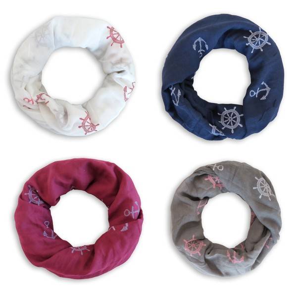 Sonia Originelli Loop Schal "Maritim Steuerrad Anker" Reliefdruck Sommer Saisonale Angebote
