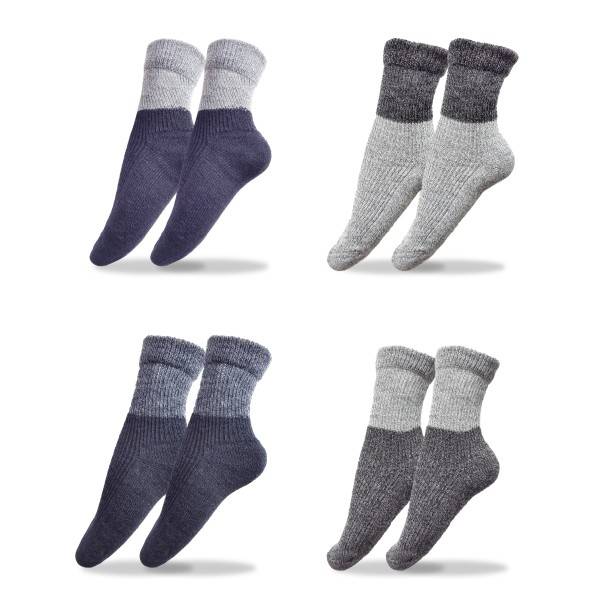 Sonia Originelli 1 Paar Damen Socken meliert Schafwolle Umschlag Plüschsohle Im Verkauf