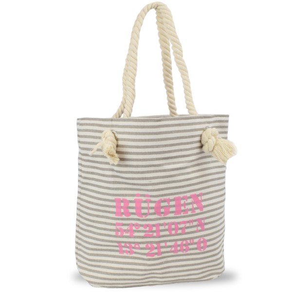 Sonia Originelli City Shopper "Rügen" maritim gestreift Koordinaten Canvas Lagerräumung