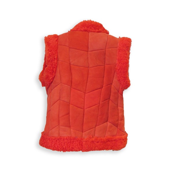 Sonia Originelli Damenweste Naturfell Leder Lammfell Patchwork Handarbeit Blitzangebot
