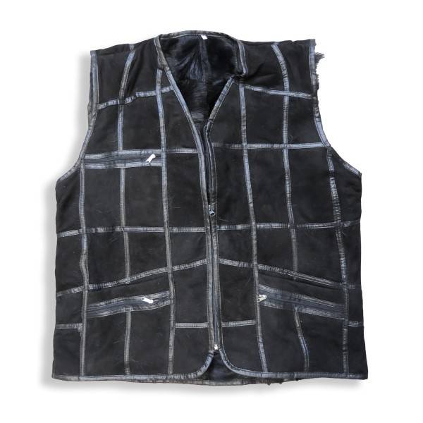 Sonia Originelli Herrenweste Naturfell Leder Patchwork Jacke Rabatt