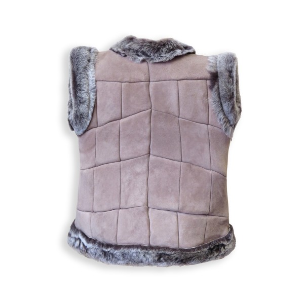 Sonia Originelli Kinderweste Naturfell Leder Lammfell Patchwork Handarbeit Preisnachlass