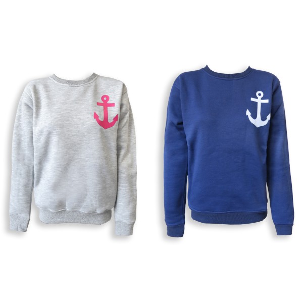 Sonia Originelli Sweatshirt "Anker" Maritim Druck Damen Unifarben Pullover Jubiläumsangebot