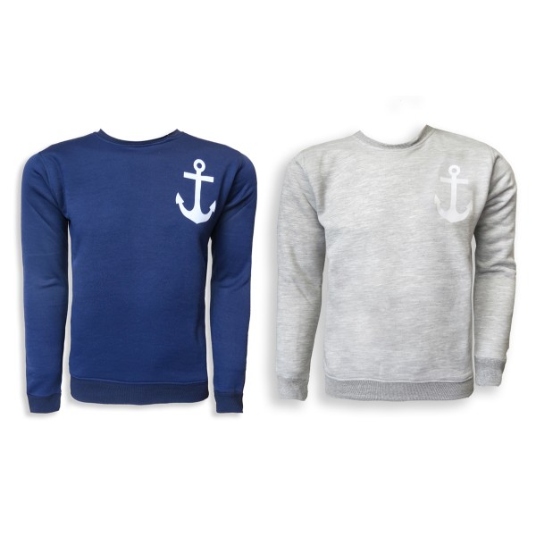 Sonia Originelli Sweatshirt "Anker" Maritim Druck Herren Unifarben Pullover Lagerräumung