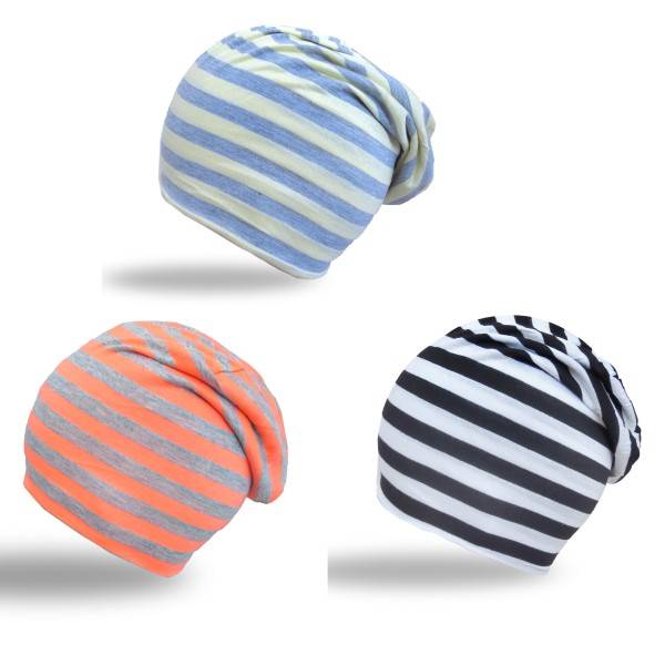 Sonia Originelli Beanie Mütze "Streifen" Unisex Jersey weich und angenehm leicht Tägliche Deals