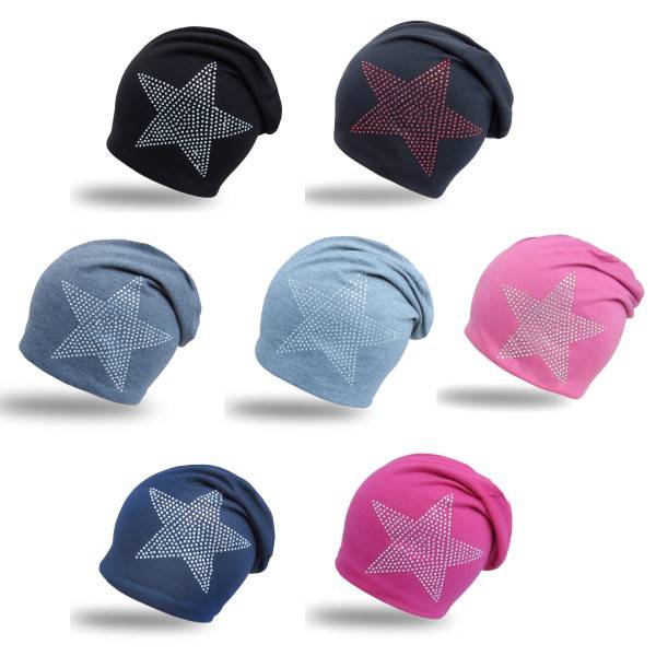 Sonia Originelli Beanie Mütze Kind "Prisma Stern" Strasssteine Kindermütze Neueste Stile