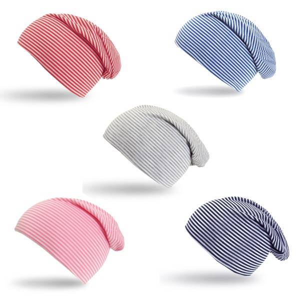 Sonia Originelli Beanie Mütze Kind "Streifen UNI" Maritim Jersey Letzter Tag
