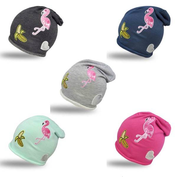 Sonia Originelli Beanie Mütze Kind Patch Aufnäher Banane Flamingo Herz trend Baumwolle Bis zu 50% Rabatt