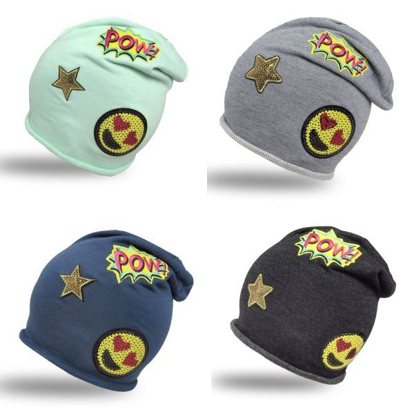 Sonia Originelli Beanie Mütze Kind Patch Aufnäher Stern Pow trend Baumwolle Bis zu 55% Rabatt