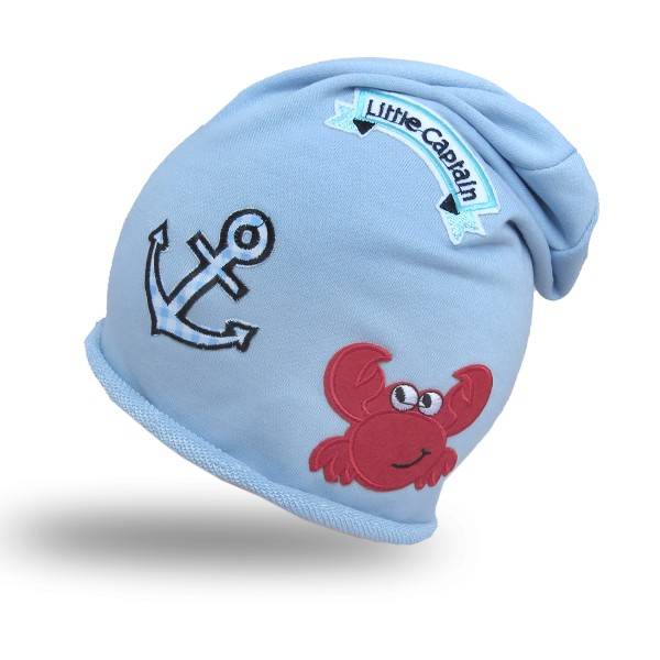 Sonia Originelli Beanie Mütze Kleinkind Patch Aufnäher Krabbe maritim Anker trend Baumwolle Babymütze Kostenloser Versand international