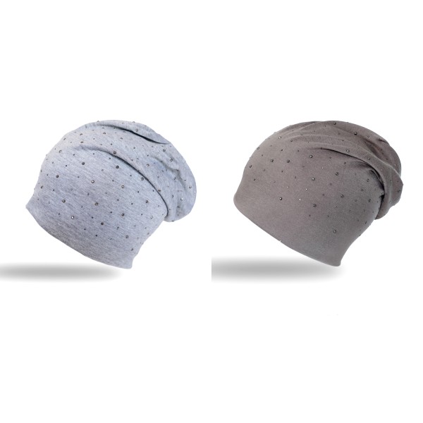 Sonia Originelli Beanie Mütze Nieten Schlicht Onesize Jersey Begrenzt auf 3 Tage