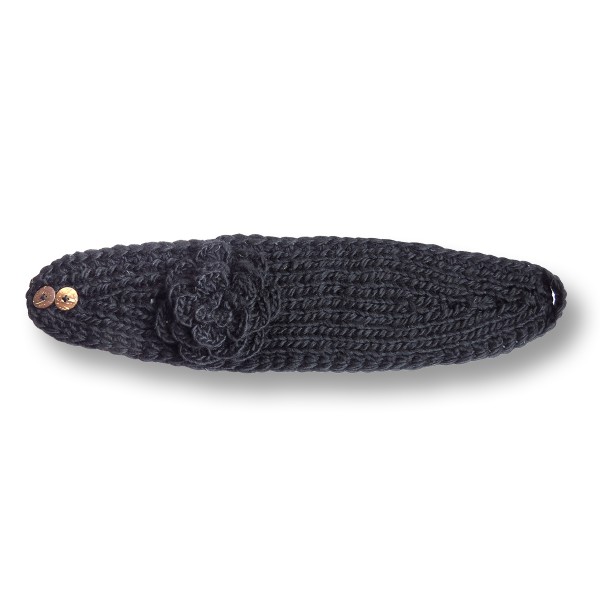 Sonia Originelli Damen Stirnband grob gestrickt mit Blumenapplikation und Knöpfen Begrenztes Angebot
