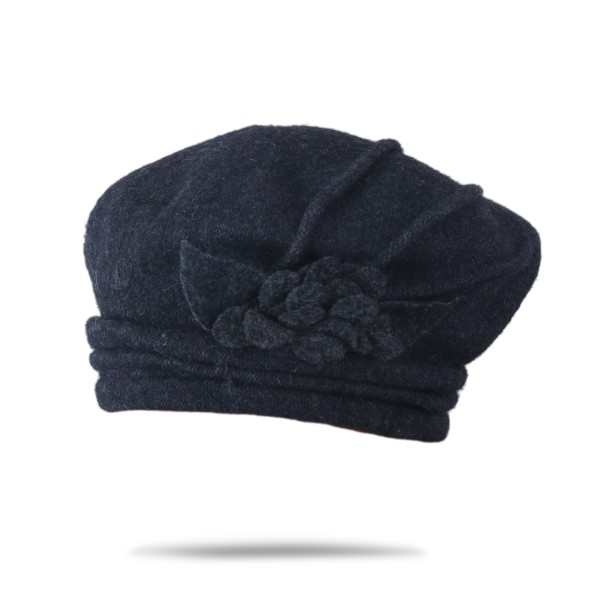 Sonia Originelli Damenhut Barett Wolle Blumenapplikation Winter warm hoher Tragekomfort Online Shopping