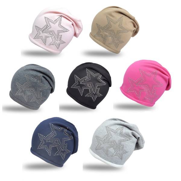 Sonia Originelli Fleece Beanie "3-Stern" Winter Nieten Premium Black Friday