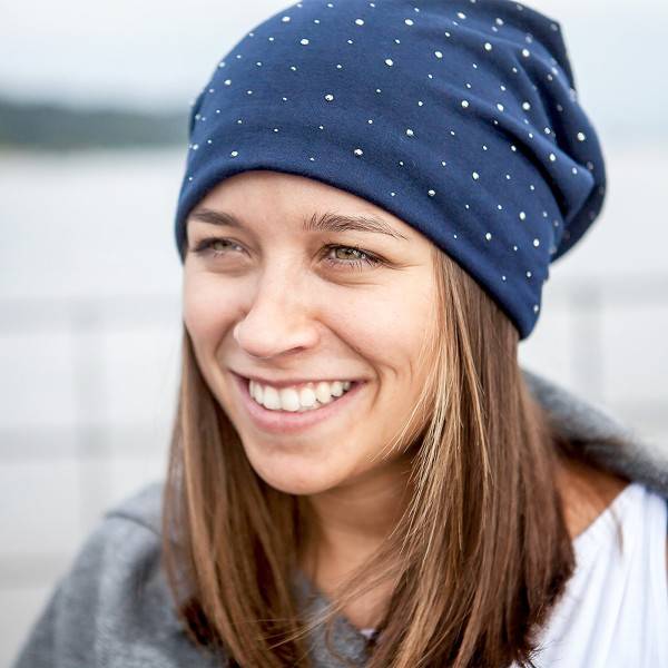 Sonia Originelli Fleece Beanie "Nieten" Steinchen Glitter Übergangsmütze gefüttert Vatertagsangebot
