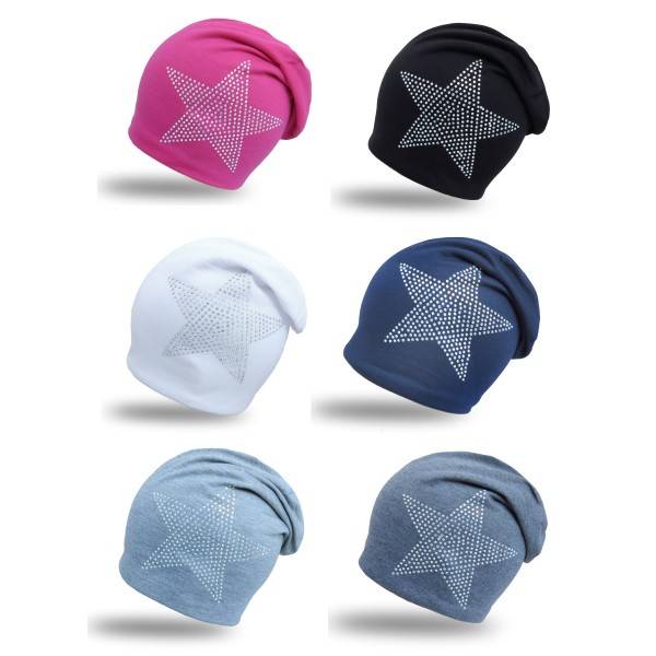 Sonia Originelli Fleece Beanie "Stern Strass" Steinchen Glitzer Übergangsmütze Valentinstagsangebot