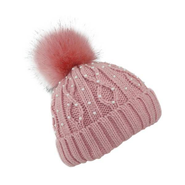 Sonia Originelli Winter Beanie Mütze Perlen Zopfmuster XL Bommel Teddyfell Bis zu 60% Rabatt