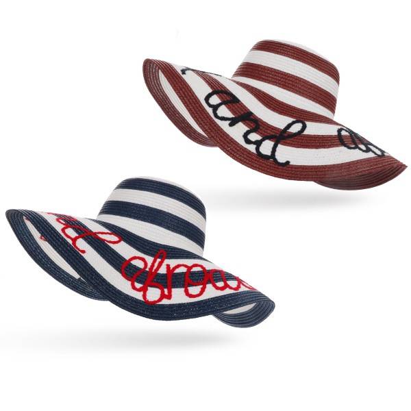 Sonia Originelli XXL Strohhut "Out and abroad" Streifen Maritim Bestickt Sommer Strand Riesige Rabatte