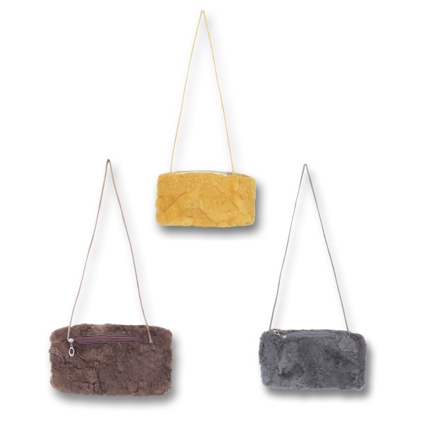 Sonia Originelli Muff Lammfell Portemonnaie Tasche Natur Kordel Neueste Mode