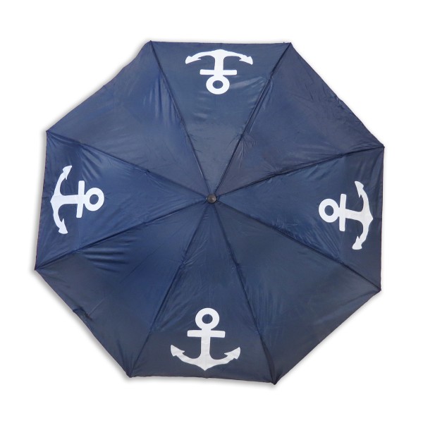 Sonia Originelli Taschenschirm Uni "Anker" Regenschirm Schutz Maritim Küste Einfarbig Limitierter Zeitrabatt