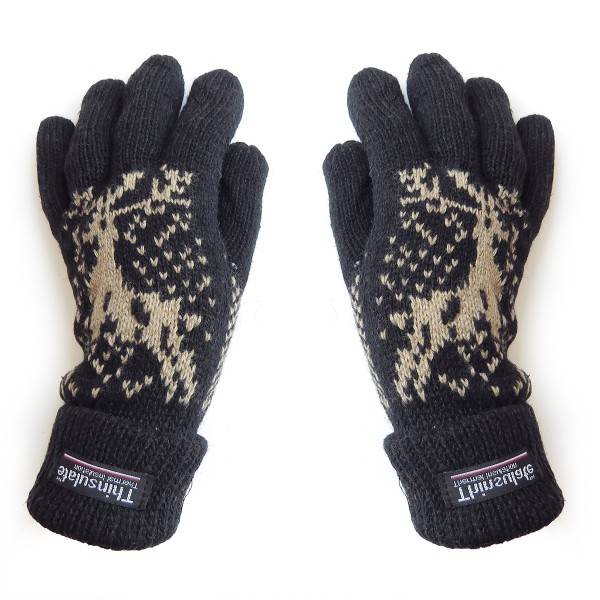 Sonia Originelli Strickhandschuhe Finger Umschlag Elch Wolle Fleece Winter Unisex