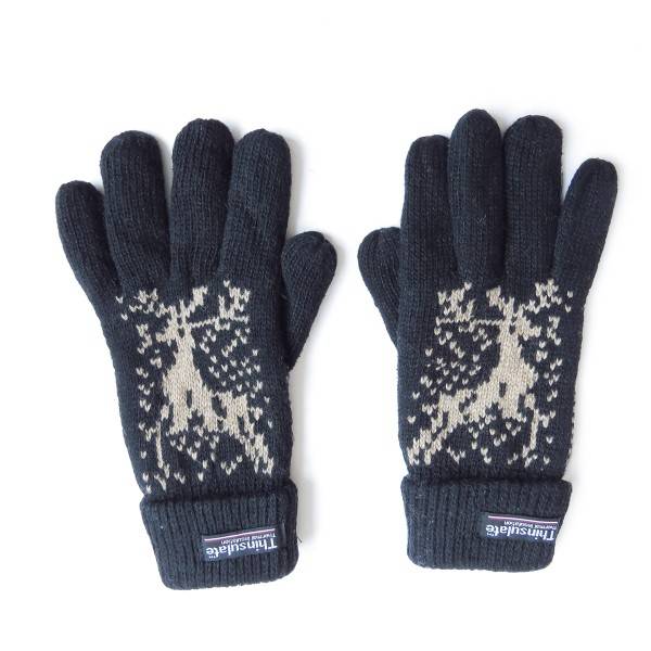 Sonia Originelli Strickhandschuhe Finger Umschlag Elch Wolle Fleece Winter Unisex Saisonschlussverkauf