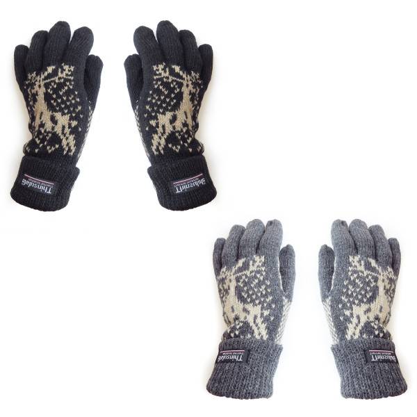 Sonia Originelli Strickhandschuhe Finger Umschlag Elch Wolle Fleece Winter Unisex Saisonschlussverkauf