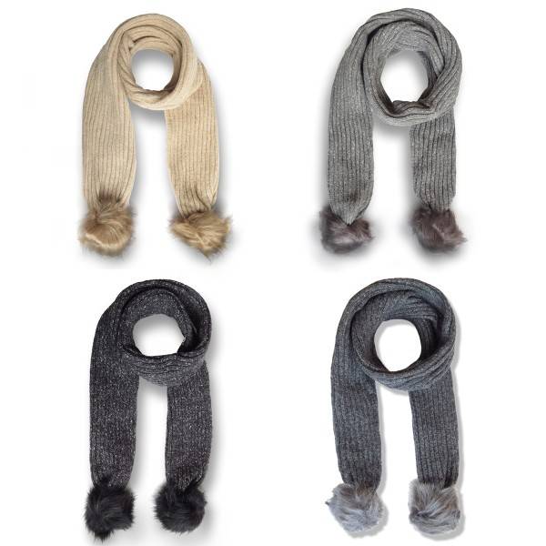 Sonia Originelli Schal Kunstfell Bommel Wolle Polyacryl Meliert Winter Super Sparpreis