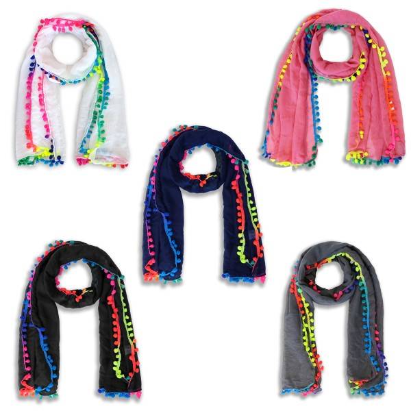Sonia Originelli Schal Langschal "Bommel" Neon Bunt Sommer Begrenzte Freigabe