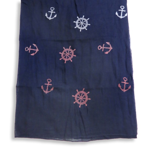 Sonia Originelli Schal Langschal "Maritim" Anker Steuerrad Reliefdruck Fransen Sommer Neueste Stile