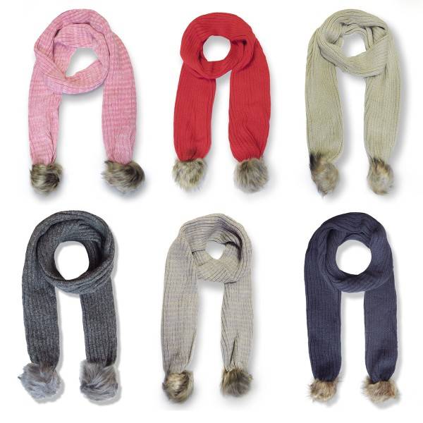 Sonia Originelli Winterschal Bommel abnehmbar Kunstfell Strickschal kuschelig weich und warm Nur noch ein Tag übrig
