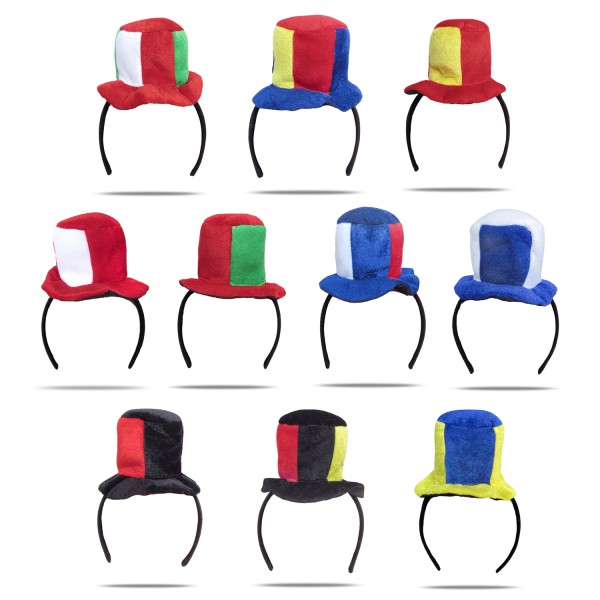 Sonia Originelli 2er SET "Fan-Haarreifen" Hut Zylinder WM Fußball Länder Damen Fabrik Onlineshop