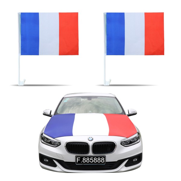 Sonia Originelli Aut-Fan-Paket EM "Frankreich" France Fußball Flaggen Außenspiegel 3D Magnet Motorhaubenüberzug