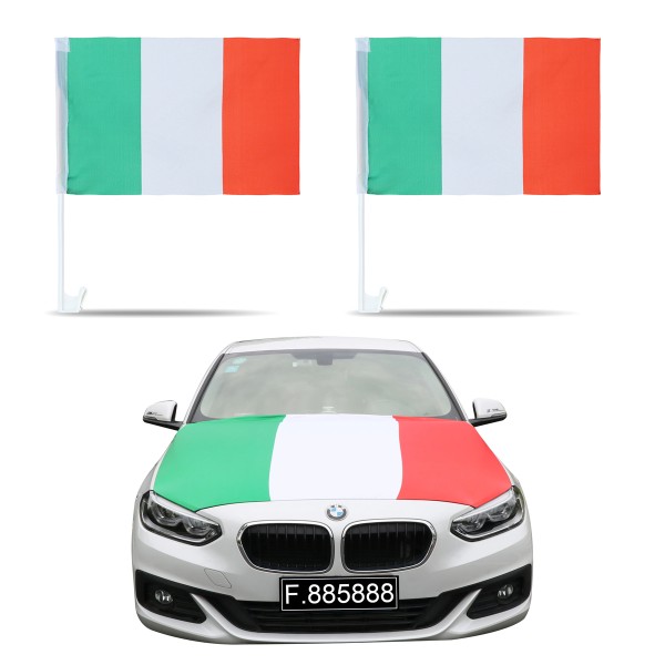 Sonia Originelli Aut-Fan-Paket EM "Italien" Italy Fußball Flaggen Außenspiegel 3D Magnet Motorhaubenüberzug