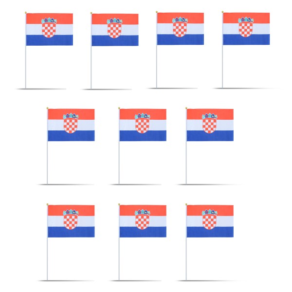 Sonia Originelli 10er Set Fahne Flagge Winkfahne "Kroatien" Croatia Handfahne EM WM