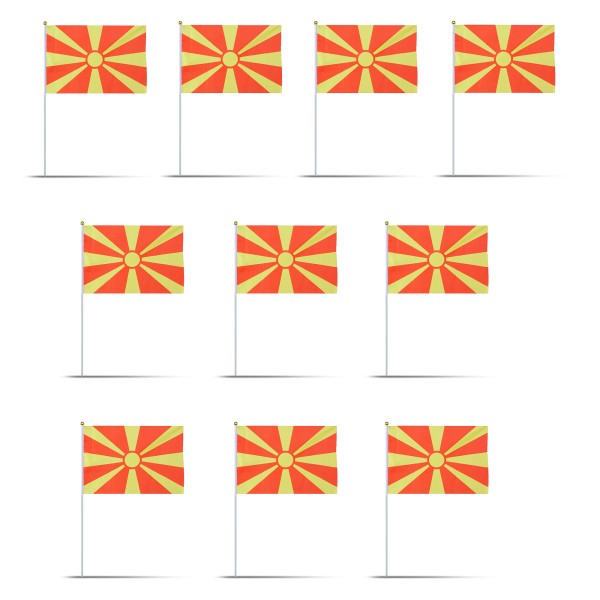 Sonia Originelli 10er Set Fahne Flagge Winkfahne "Nordmazedonien" North Macedonia Handfahne EM WM