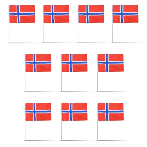 Sonia Originelli 10er Set Fahne Flagge Winkfahne "Norwegen" Norway Handfahne EM WM